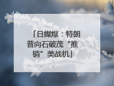 日媒爆：特朗普向石破茂“推销”美战机